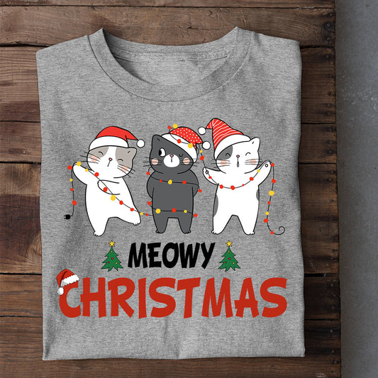 Baby Cat Christmas T-shirt, Meowy Christmas, Gift For Cat Lovers, Cat Tees, Cat Owners