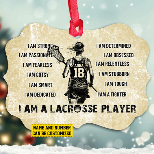 Personalized Lacrosse Girl Christmas Ornament, Am A Lacrosse Player, Xmas Aluminum Ornament Gift For Lacrosse Lovers