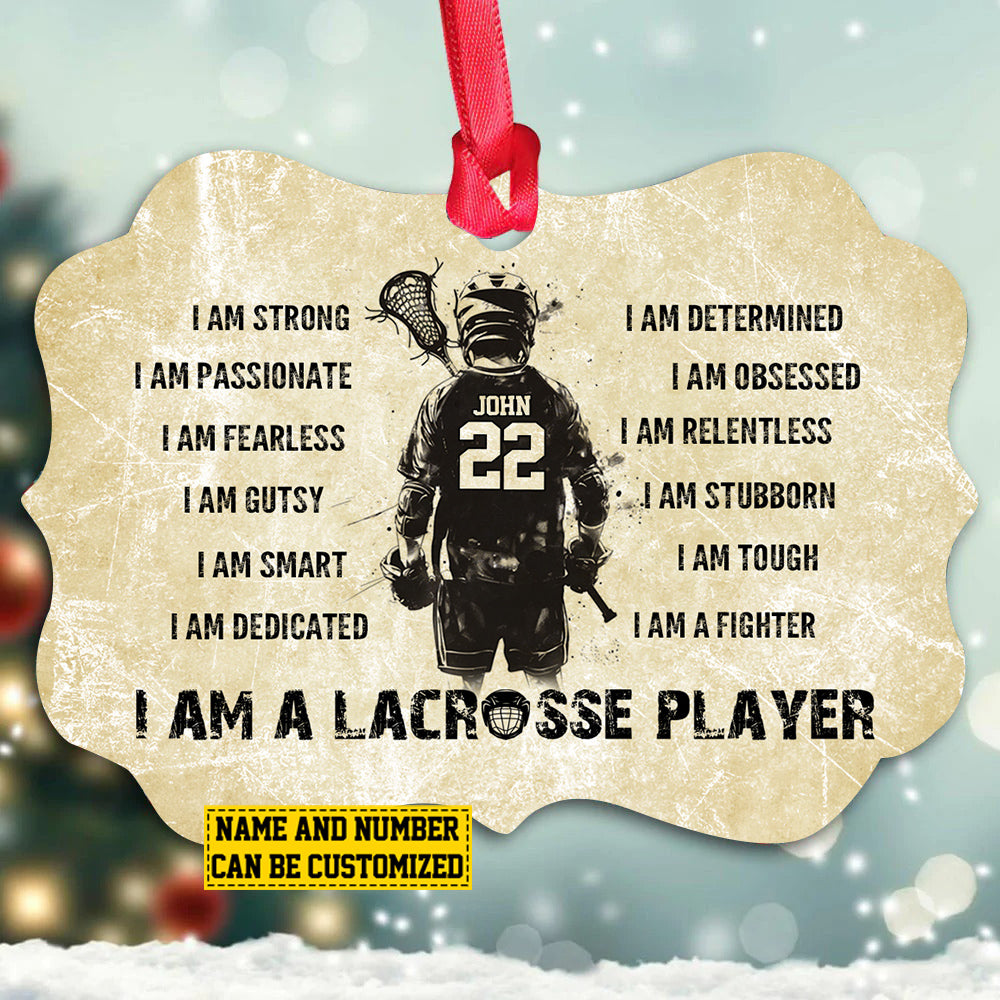 Personalized Lacrosse Boy Christmas Ornament, I Am A Lacrosse Player, Xmas Aluminum Ornament Gift For Lacrosse Lovers