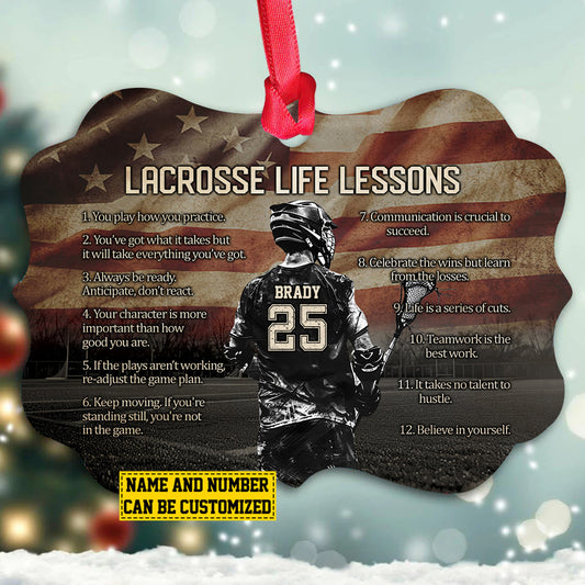 Personalized Lacrosse Boy Christmas Ornament, Believe In Yourself, Xmas Aluminum Ornament Gift For Lacrosse Lovers