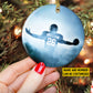 Personalized Football Boy Christmas Ornament, My World, Xmas Circle Ceramic Ornament Gift For Football Lovers