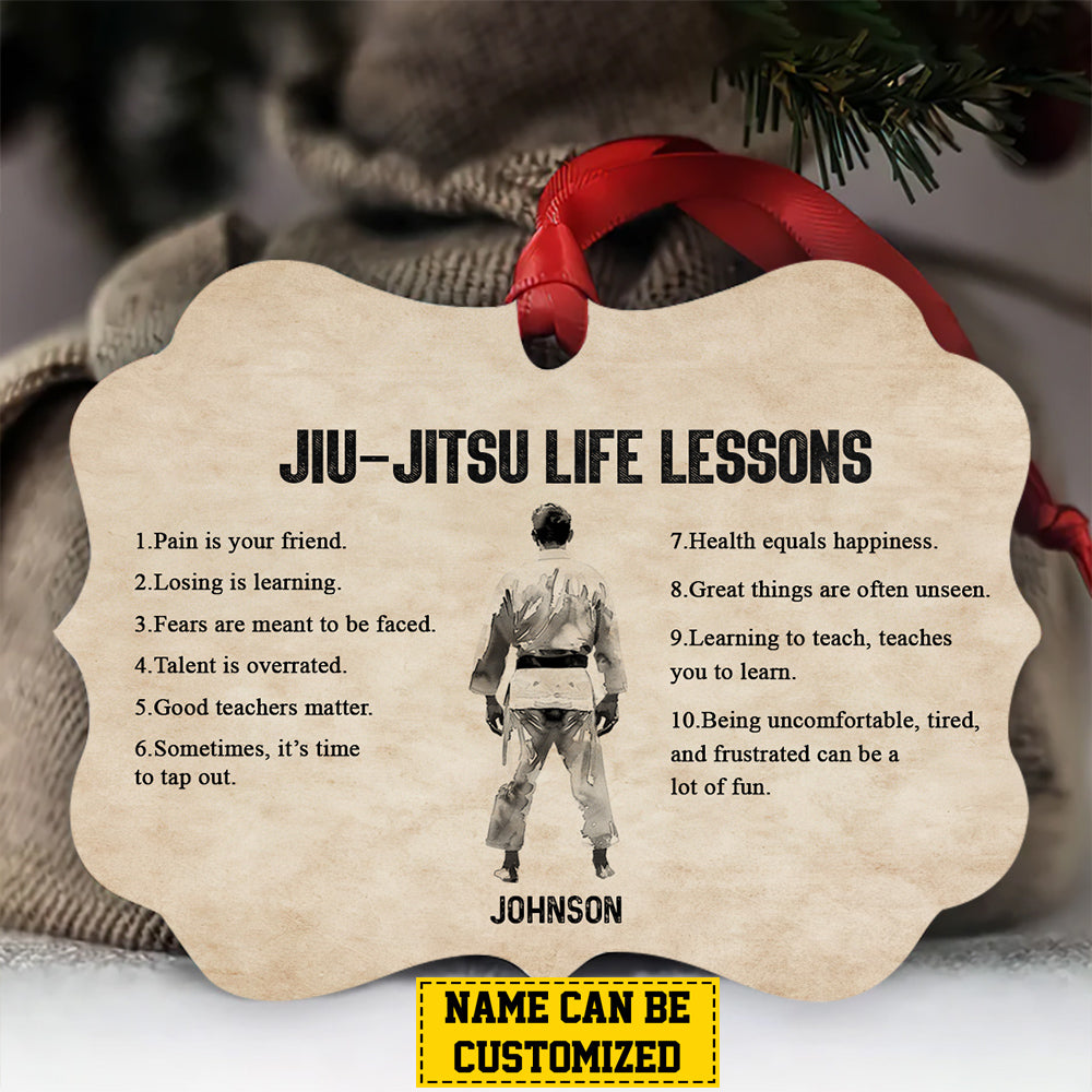 Personalized Jiu Jitsu Boy Christmas Ornament, Pain Is Your Friend, Xmas Aluminum Ornament Gift For Jiu Jitsu Lovers