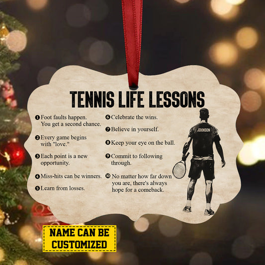 Personalized Tennis Boy Christmas Ornament, Tennis Life Lessons, Xmas Aluminum Ornament Gift For Tennis Lovers