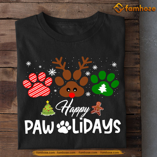 Dog Christmas T-shirt, Happy Pawlidays, Gift For Dog Lovers, Dog Tees, Dog Owners