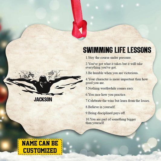 Personalized Swimming Boy Christmas Ornament, Swimming Life Lessons, Xmas Aluminum Ornament Gift For Swimming Lovers