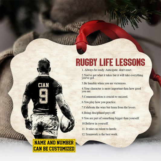 Personalized Rugby Boy Christmas Ornament, Believe In Yourself, Xmas Aluminum Ornament Gift For Rugby Lovers