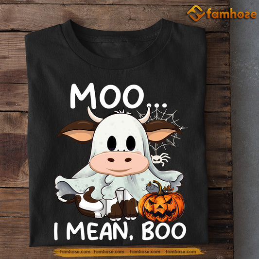 Cute Halloween Cow T-shirt, Moo I Mean Boo, Halloween Gift For Cow Lovers, Cow Farmers, Farmer Gifts