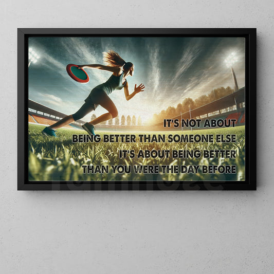 Motivational Discus Throw Canvas Painting, It's Not About Being Better Than Someone Else, Sports Quotes Wall Art Decor, Poster Gift For Discus Throw Lovers