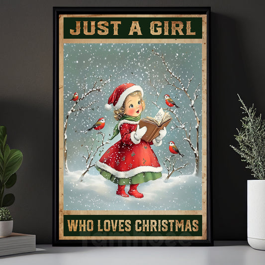 Christmas Canvas Painting, Just A Girl Who Loves Christmas Wall Art Decor, Xmas Poster Gift