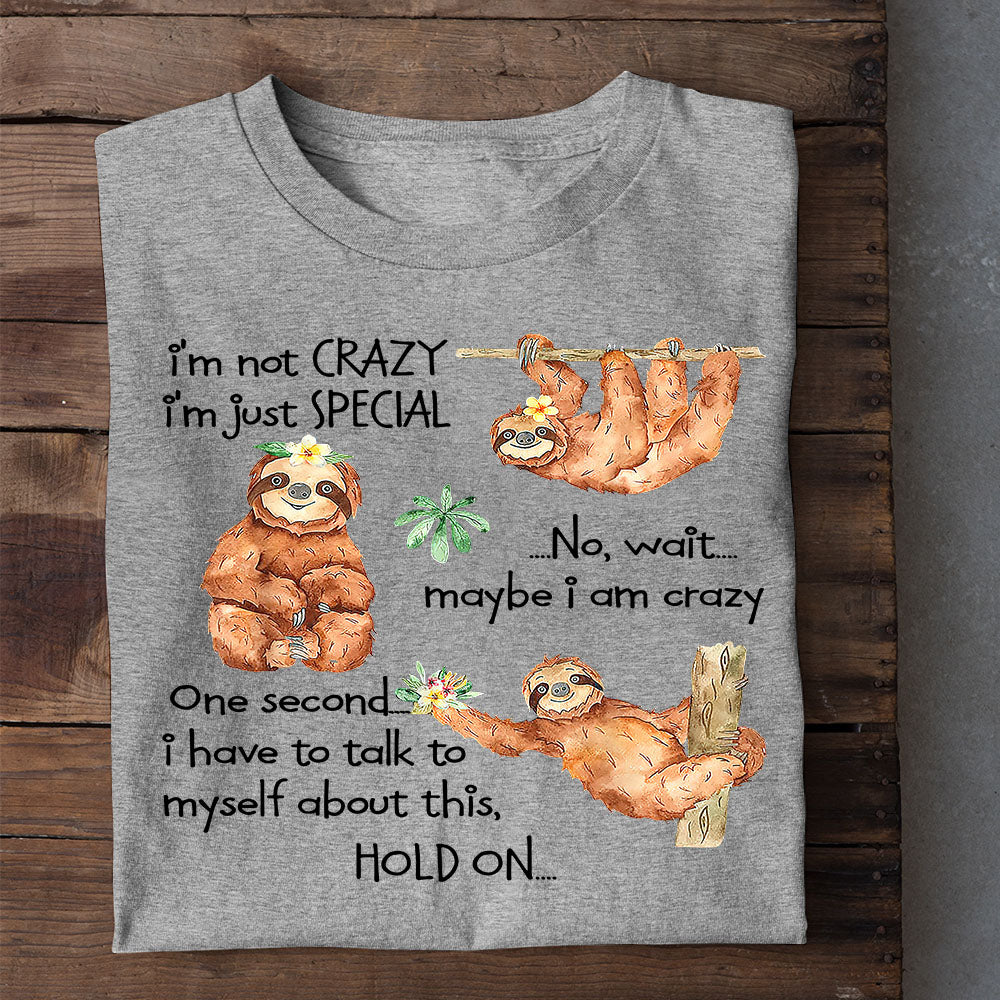 Funny Sloth T-shirt, I'm Not Crazy Just Special, Gift For Sloth Lovers, Sloth Bear Tees