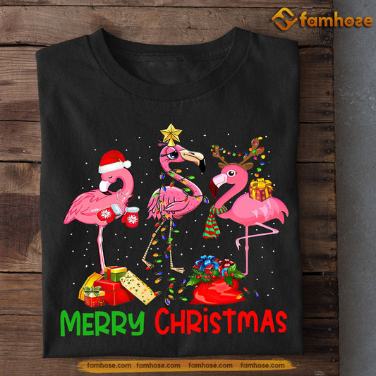 Flamingo Christmas T-shirt, Merry Christmas, Gift For Flamingo Lovers, Flamingo Tees