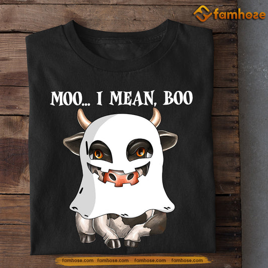 Cool Halloween Cow T-shirt, Moo I Mean Boo, Halloween Gift For Cow Lovers, Cow Farmers, Farmer Gifts