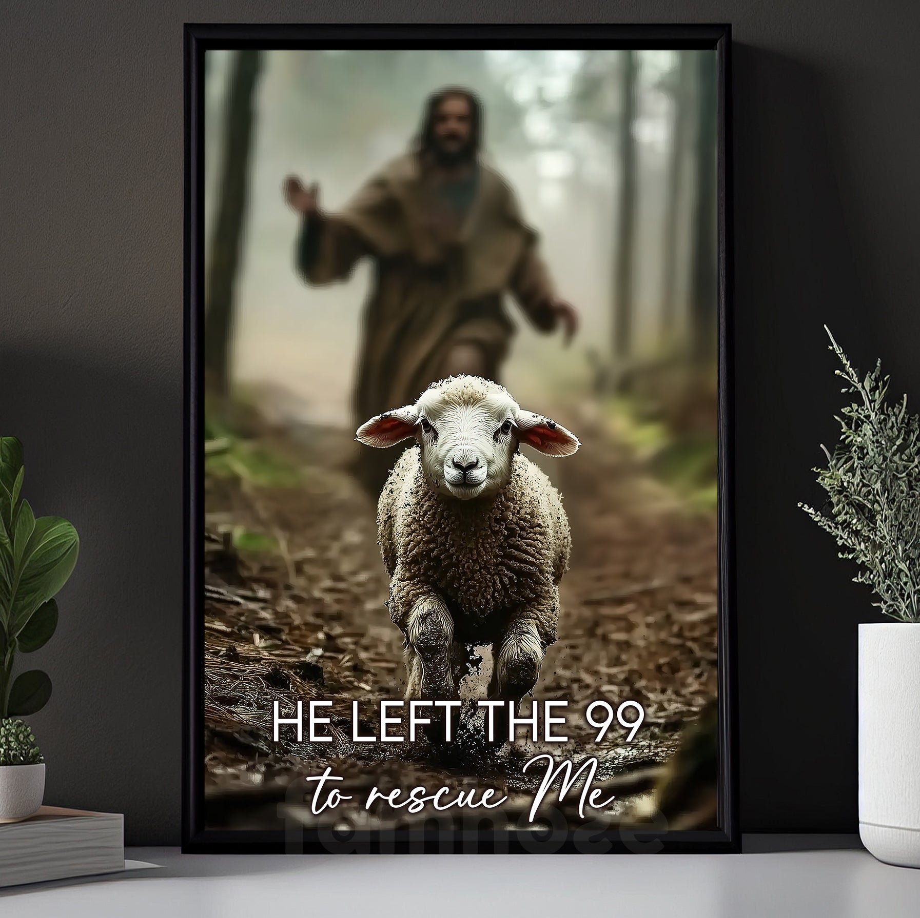 Interesting Jesus Canvas Painting, He Left The 99 To Rescue Me Wall Ar ...