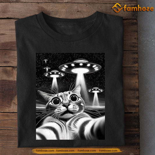 Funny Cat T-shirt, Cat's UFO Selfie, Gift For Cat Lovers, Cat Owners Tee