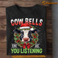 Cow Christmas T-shirt, Cow Bells Ring Are You Listening, Gift For Cow Lovers, Cow Tees