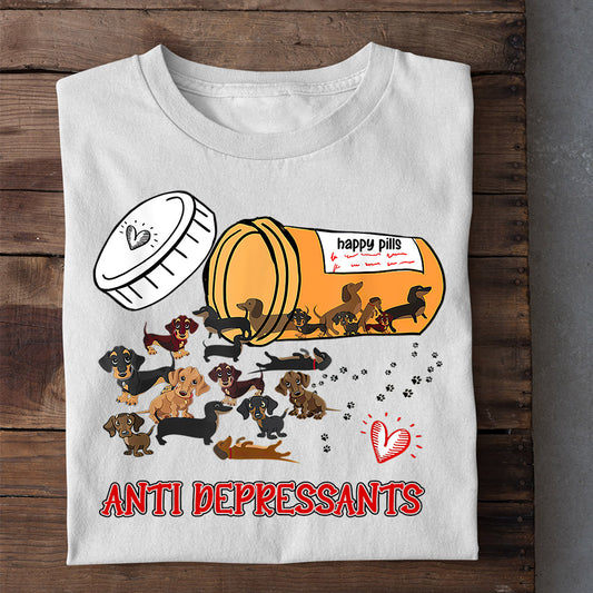 Funny Dachshund Dog T-shirt, Anti Depressants, Gift For Dog Lovers, Dog Owners Tee