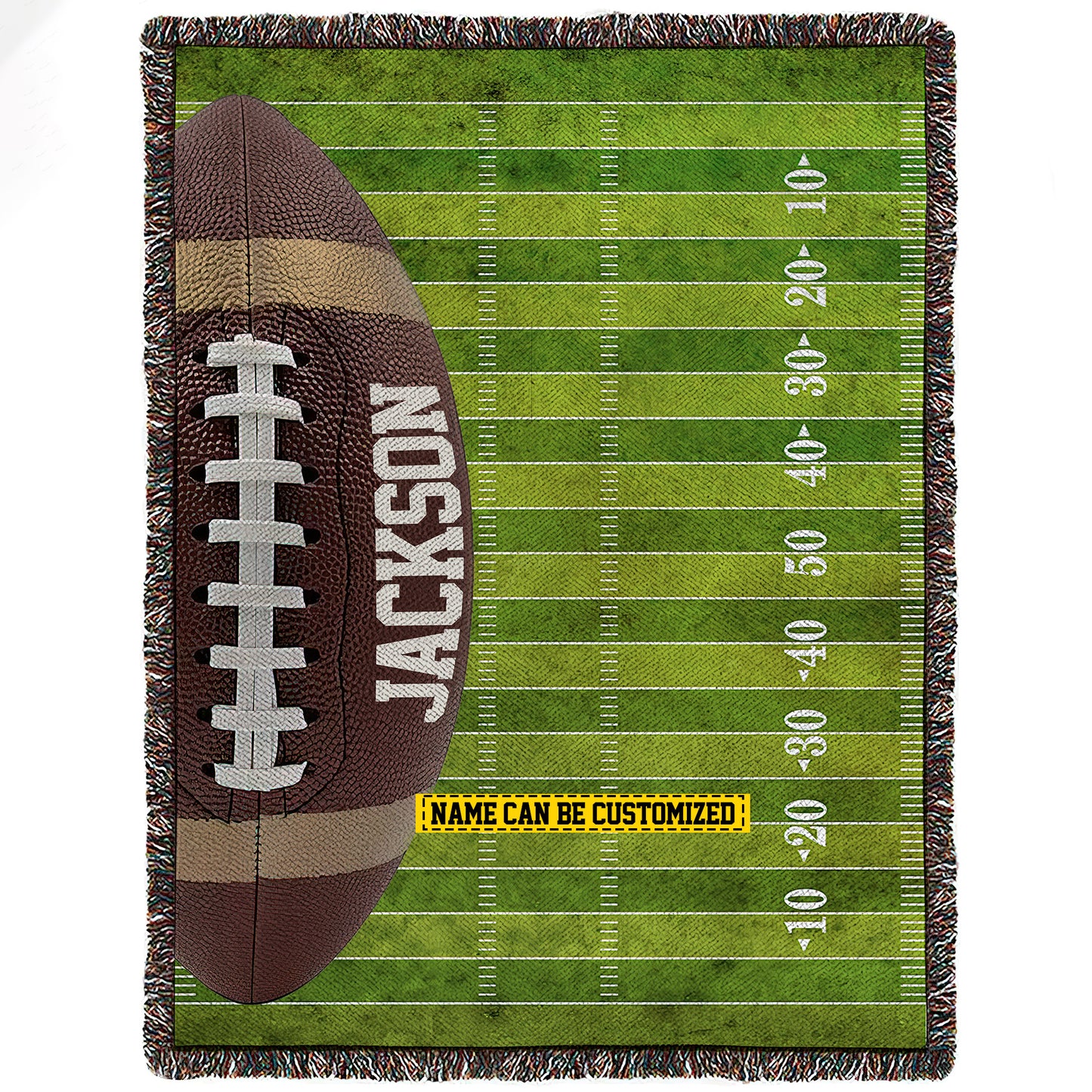 Personalized Football Field Fleece Blanket, Football Woven Blanket, Cool Sherpa Blanket Gift For Football Lovers
