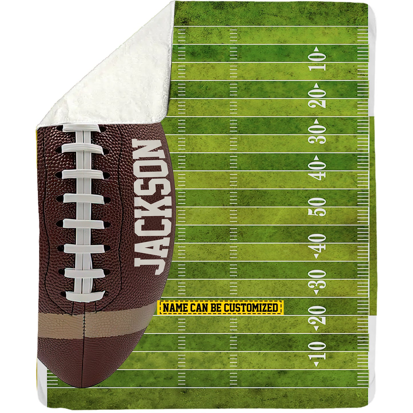 Personalized Football Field Fleece Blanket, Football Woven Blanket, Cool Sherpa Blanket Gift For Football Lovers