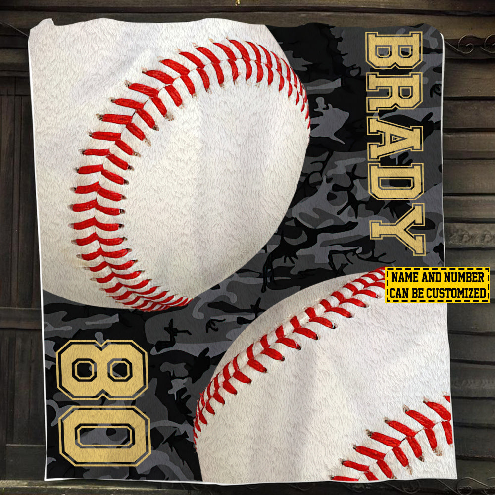 Personalized Baseball Fleece Blanket, Woven Blanket, Cool Sherpa Blanket Gift For Baseball Lovers