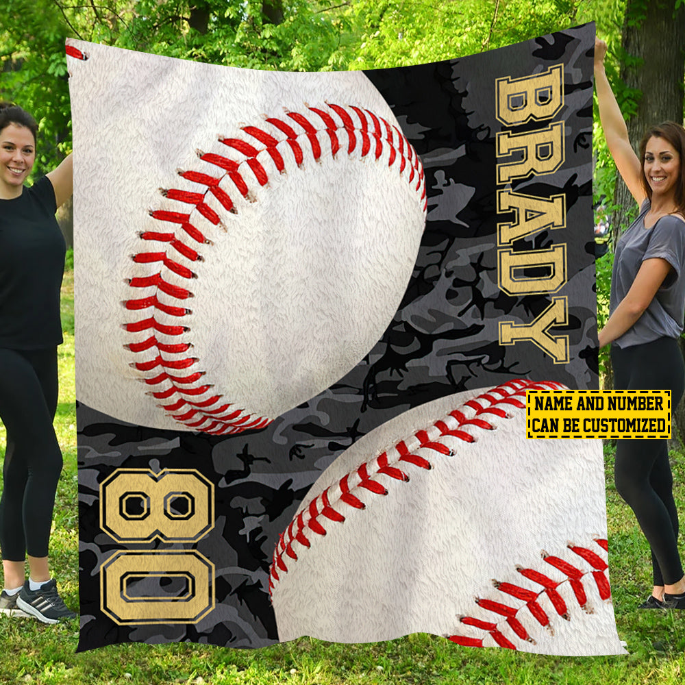 Personalized Baseball Fleece Blanket, Woven Blanket, Cool Sherpa Blanket Gift For Baseball Lovers