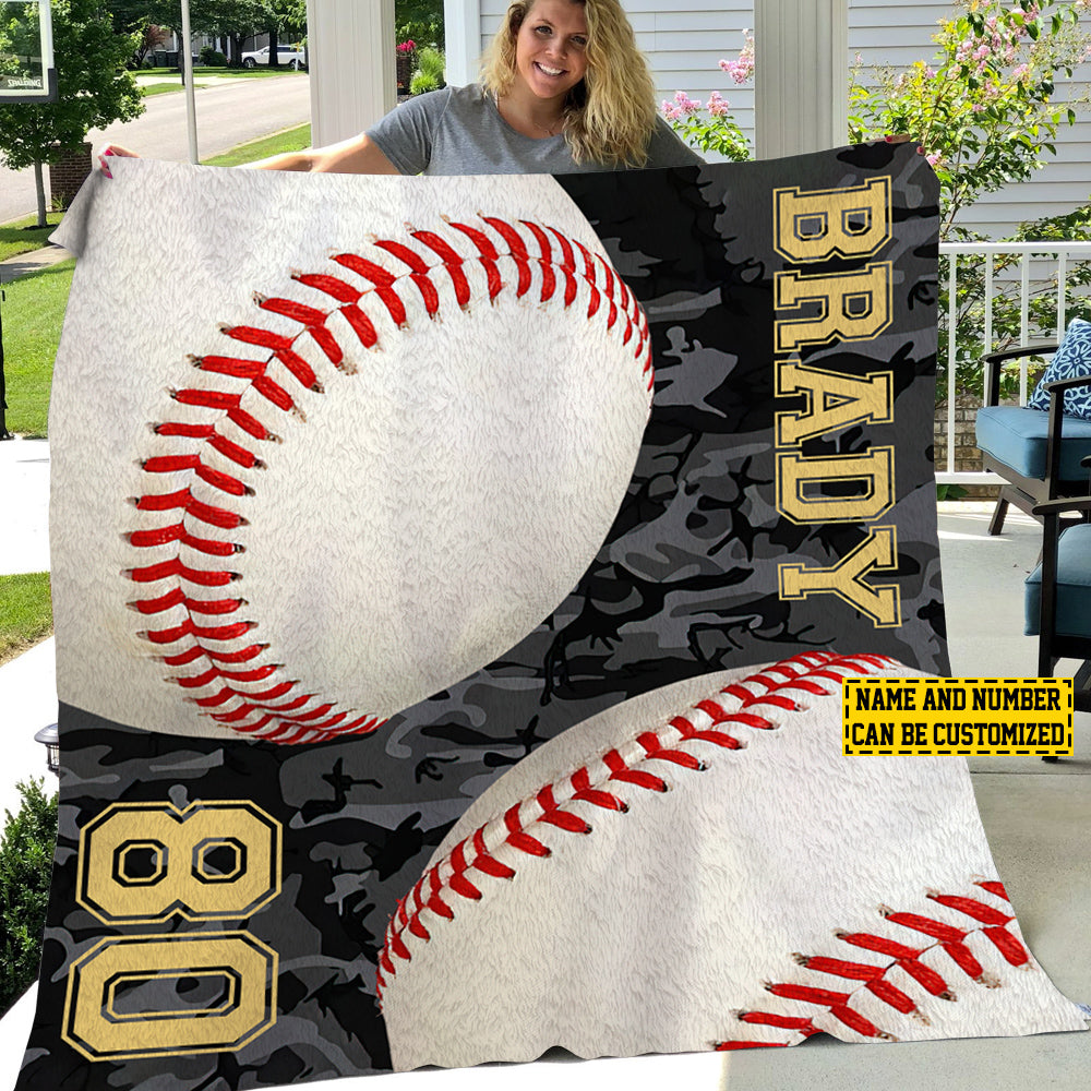 Personalized Baseball Fleece Blanket, Woven Blanket, Cool Sherpa Blanket Gift For Baseball Lovers