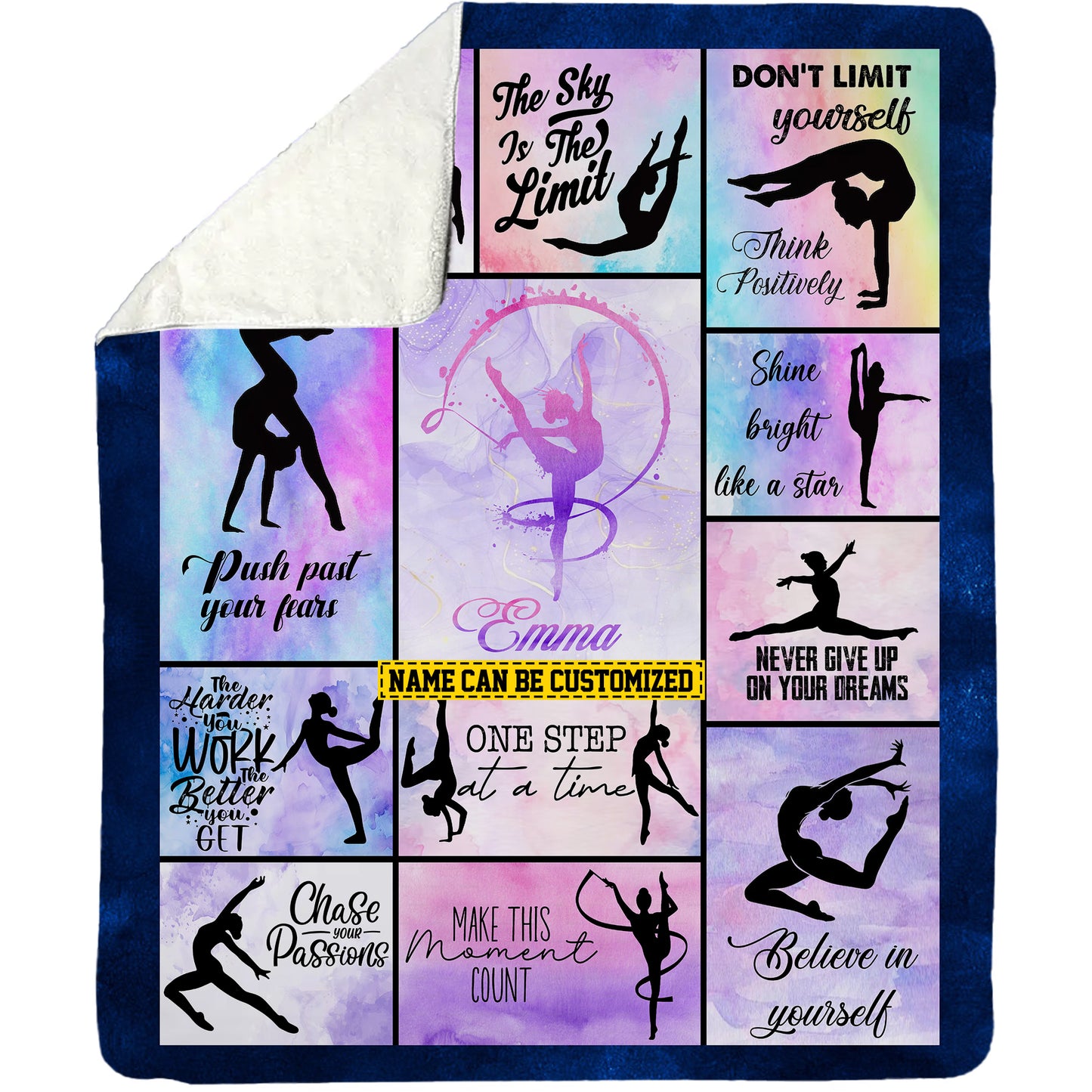 Personalized Gymnastics Girl Fleece Blanket, Chase Your Passions Woven Blanket, Cool Sherpa Blanket Gift For Gymnastics Lovers