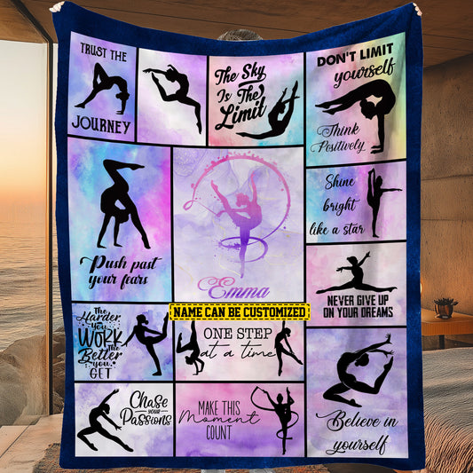 Personalized Gymnastics Girl Fleece Blanket, Chase Your Passions Woven Blanket, Cool Sherpa Blanket Gift For Gymnastics Lovers