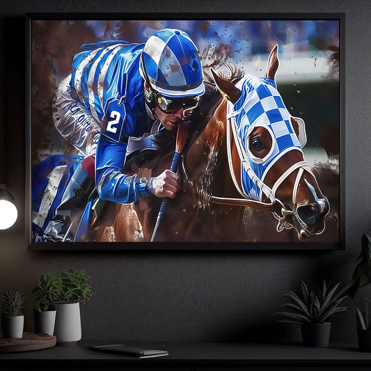 Secretariat Canvas Painting, Let's Begin, Jockey Wall Art Decor, Poster Gift For Horse Racing Lovers