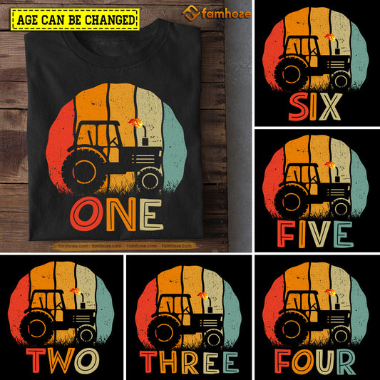 Vintage Tractor Birthday T-shirt, Old Tractor Birthday Tees Gift For Kids Boys Girls Tractor Lovers, Age Can Be Changed