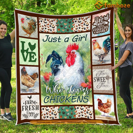 Cute Chicken Blanket, Just A Girl Who Loves Chickens, Chicken Fleece Blanket - Sherpa Blanket Gift For Chicken Lover