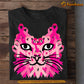 Funny Cat T-shirt, Cat Portrait, Gift For Cat Lovers Who Supports Breast Cancer Awareness