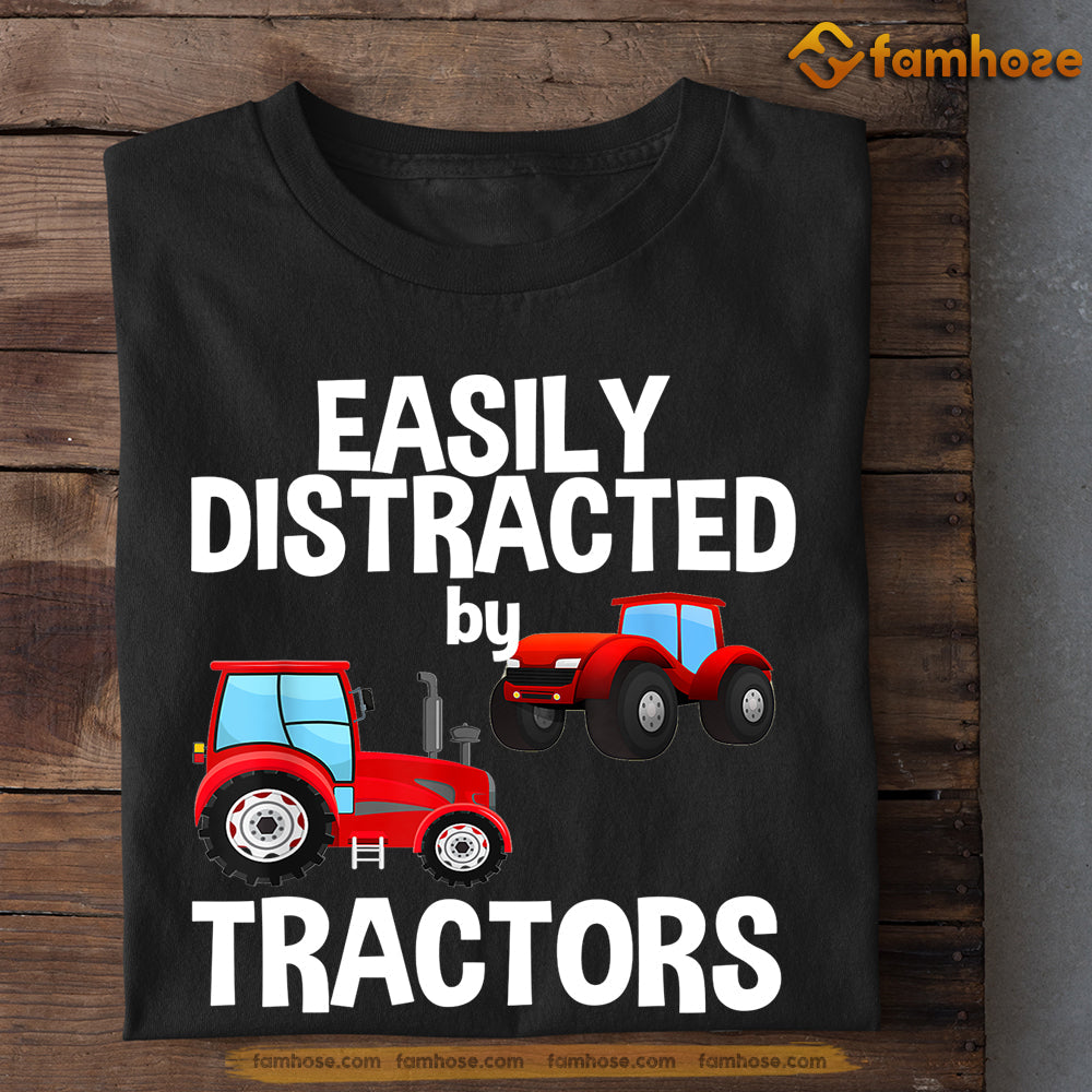 Tractor Kids T-shirt, Easily Distracted By Red Tractors, Back To School Gift For Tractor Kids Boys And Girls