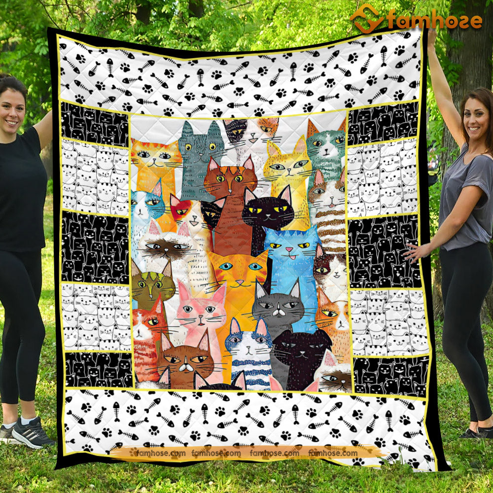 Cute Cat Blanket, Baby Cats Standing Here Fleece Blanket - Sherpa Blanket Gift For Cat Lover, Cat Owners