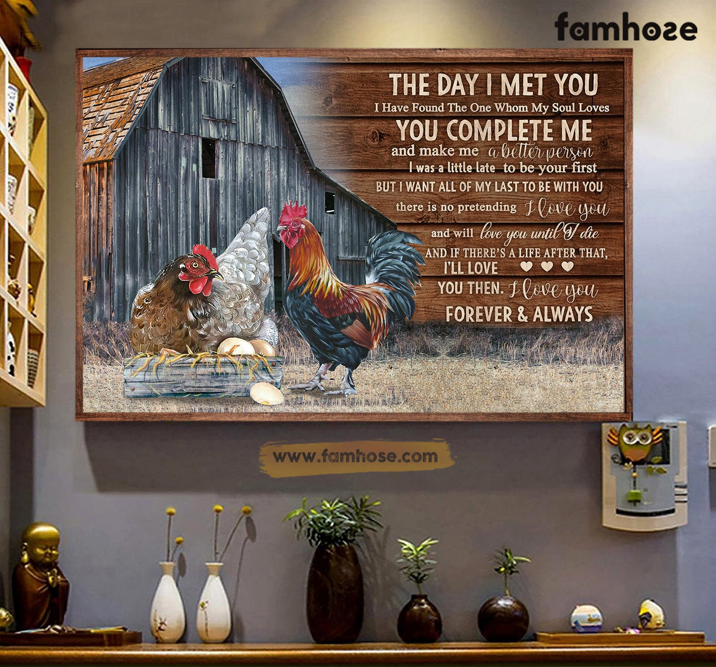 Chicken Poster/Canvas, The Day I Met You You Complete Me I'll Love You, Chicken Canvas Wall Art, Poster Gift For Chicken Lovers