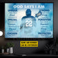 Personalized Lacrosse Boy Canvas Painting, God Says I Am, Sports Quotes Wall Art Decor, Poster Gift For Lacrosse Lovers