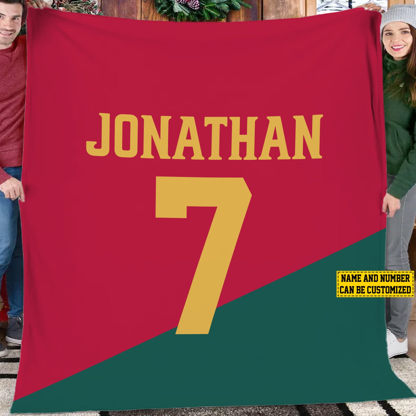 Personalized Fan Favorite Sports Fleece Blanket, Custom Woven Design for Soccer Lovers, Cozy Sherpa Blanket Gift for Sports Fans