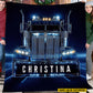 Personalized Trucker Fleece Blanket, Trucker's Road Woven Blanket, Cool Sherpa Blanket Gift For Trucker Lovers