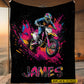 Personalized Dirt Bike Fleece Blanket, Motocross Alone Woven Blanket, Cool Sherpa Blanket Gift For Dirt Bike Lovers