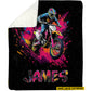 Personalized Dirt Bike Fleece Blanket, Motocross Alone Woven Blanket, Cool Sherpa Blanket Gift For Dirt Bike Lovers