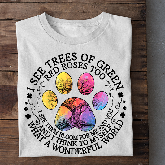 Funny Dog T-shirt, What A Wonderful World, Gift For Dog Lovers, Dog Owner Tees