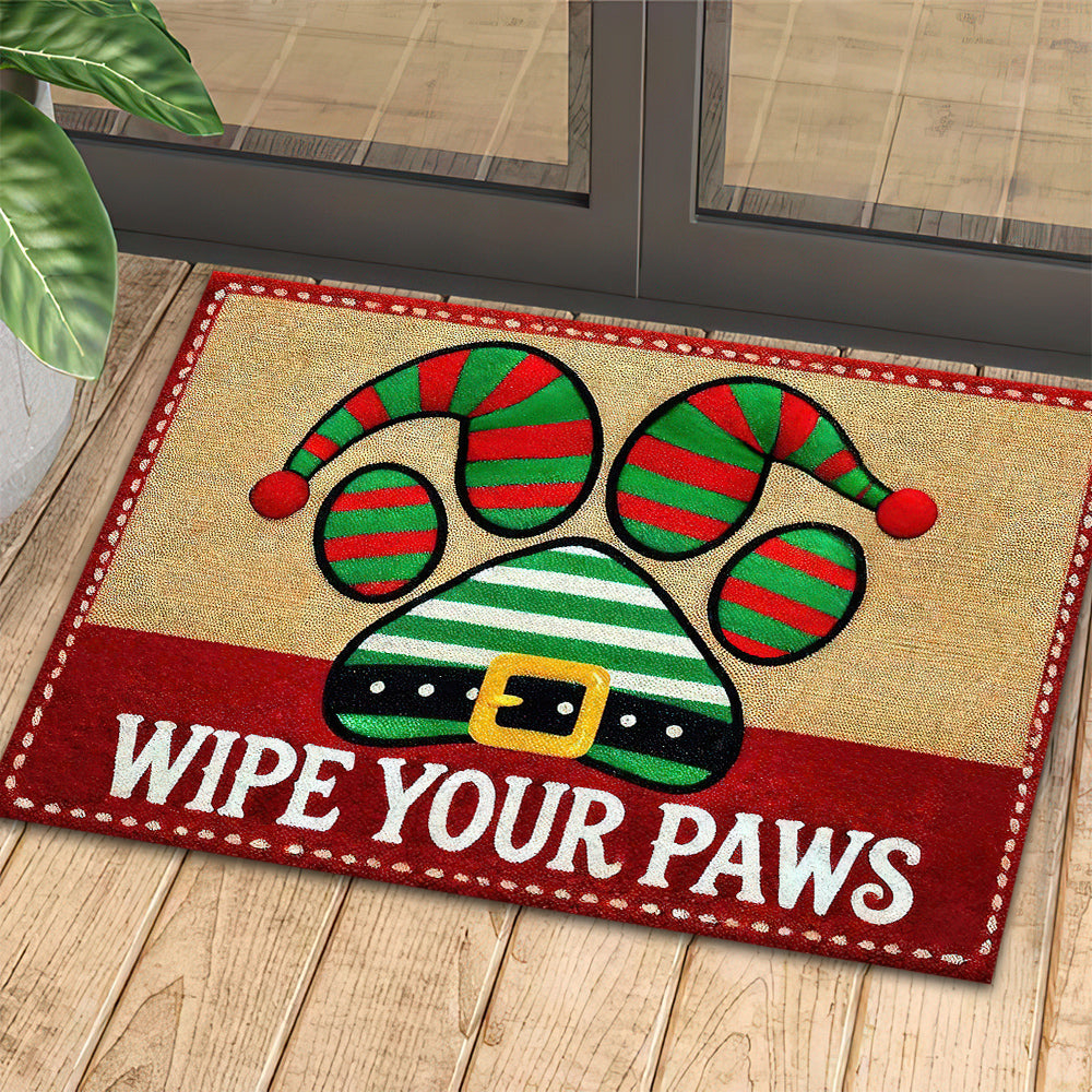 Christmas Dog Paws Doormat, Wipe Your Paws Doormat For Home Decor Housewarming Gift, Welcome Mat Gift For Dog Lovers