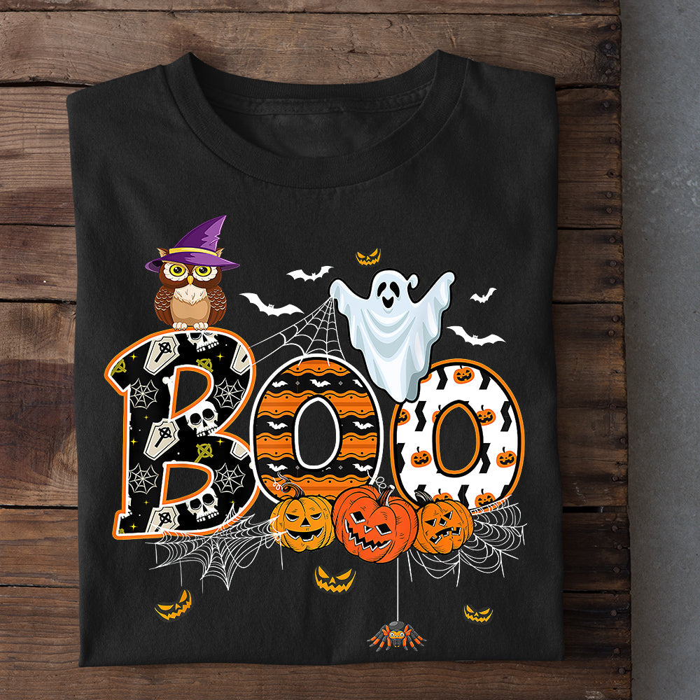 Halloween T-shirt, Boo Ghost Owl Costume, T-shirt Gift For Halloween Costume