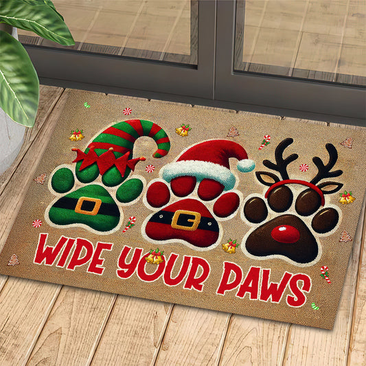 Christmas Dog Doormat, Wipe Your Paws Doormat For Home Decor Housewarming Gift, Welcome Mat Gift For Dog Lovers