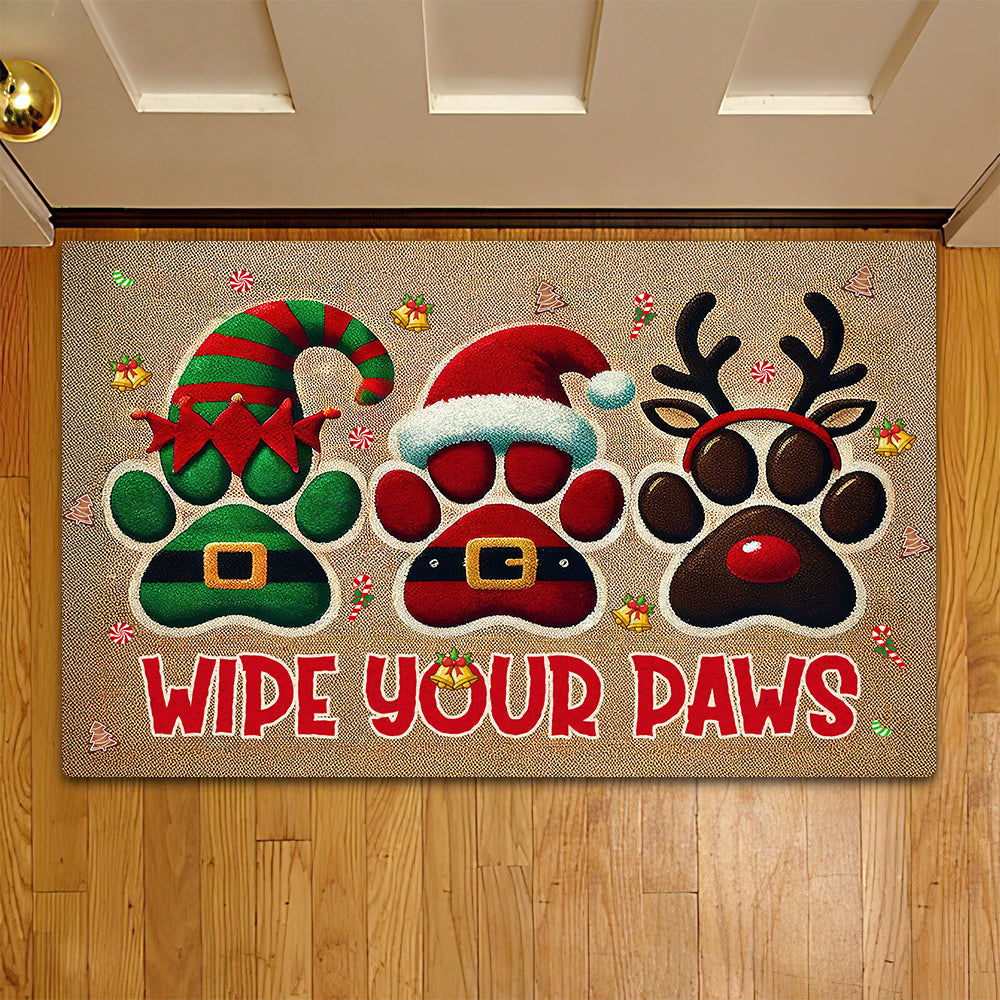 Christmas Dog Doormat, Wipe Your Paws Doormat For Home Decor Housewarming Gift, Welcome Mat Gift For Dog Lovers