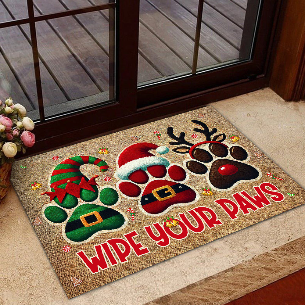 Christmas Dog Doormat, Wipe Your Paws Doormat For Home Decor Housewarming Gift, Welcome Mat Gift For Dog Lovers