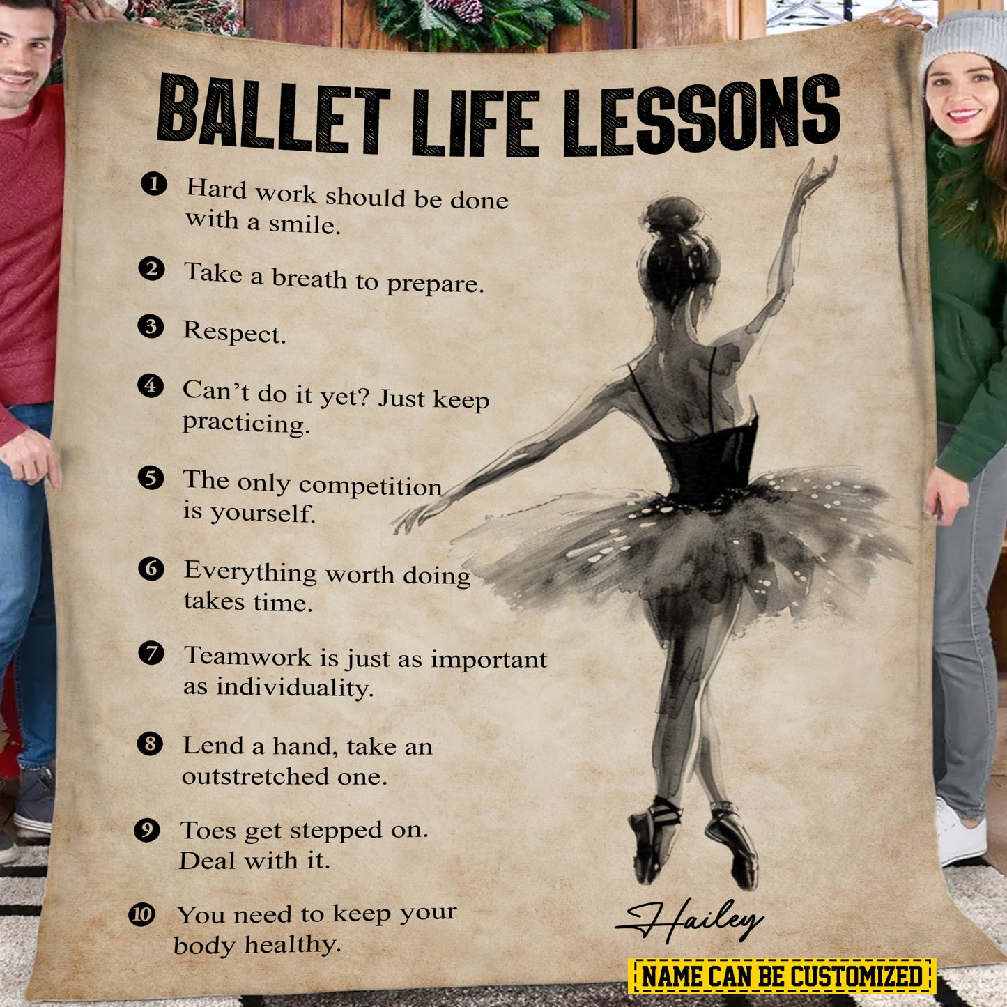 Personalized Ballet Girl Life Lessons Fleece Blanket, Ballet Woven Blanket, Cool Sherpa Blanket Gift For Ballet Lovers