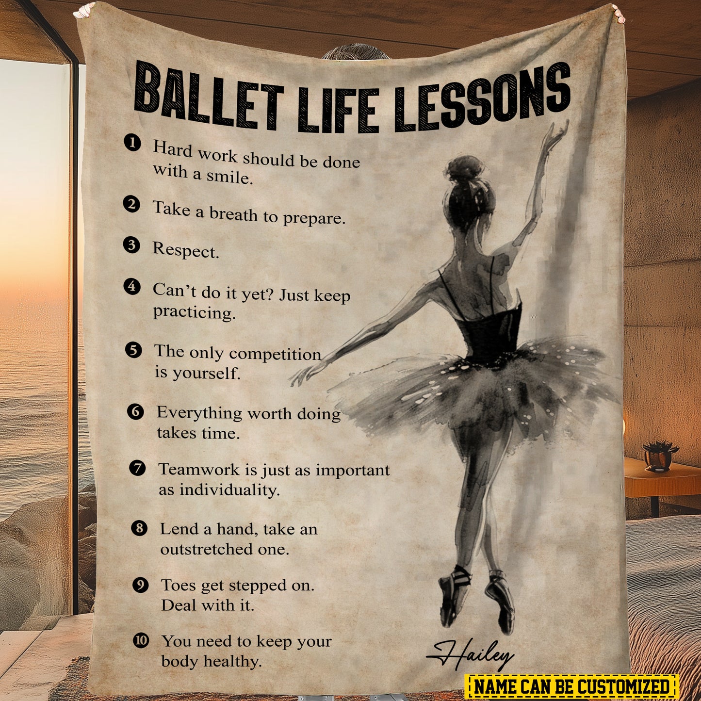 Personalized Ballet Girl Life Lessons Fleece Blanket, Ballet Woven Blanket, Cool Sherpa Blanket Gift For Ballet Lovers