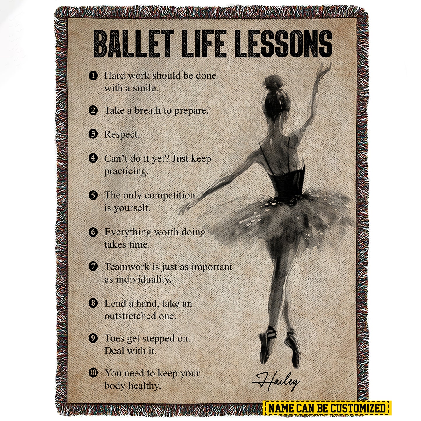 Personalized Ballet Girl Life Lessons Fleece Blanket, Ballet Woven Blanket, Cool Sherpa Blanket Gift For Ballet Lovers