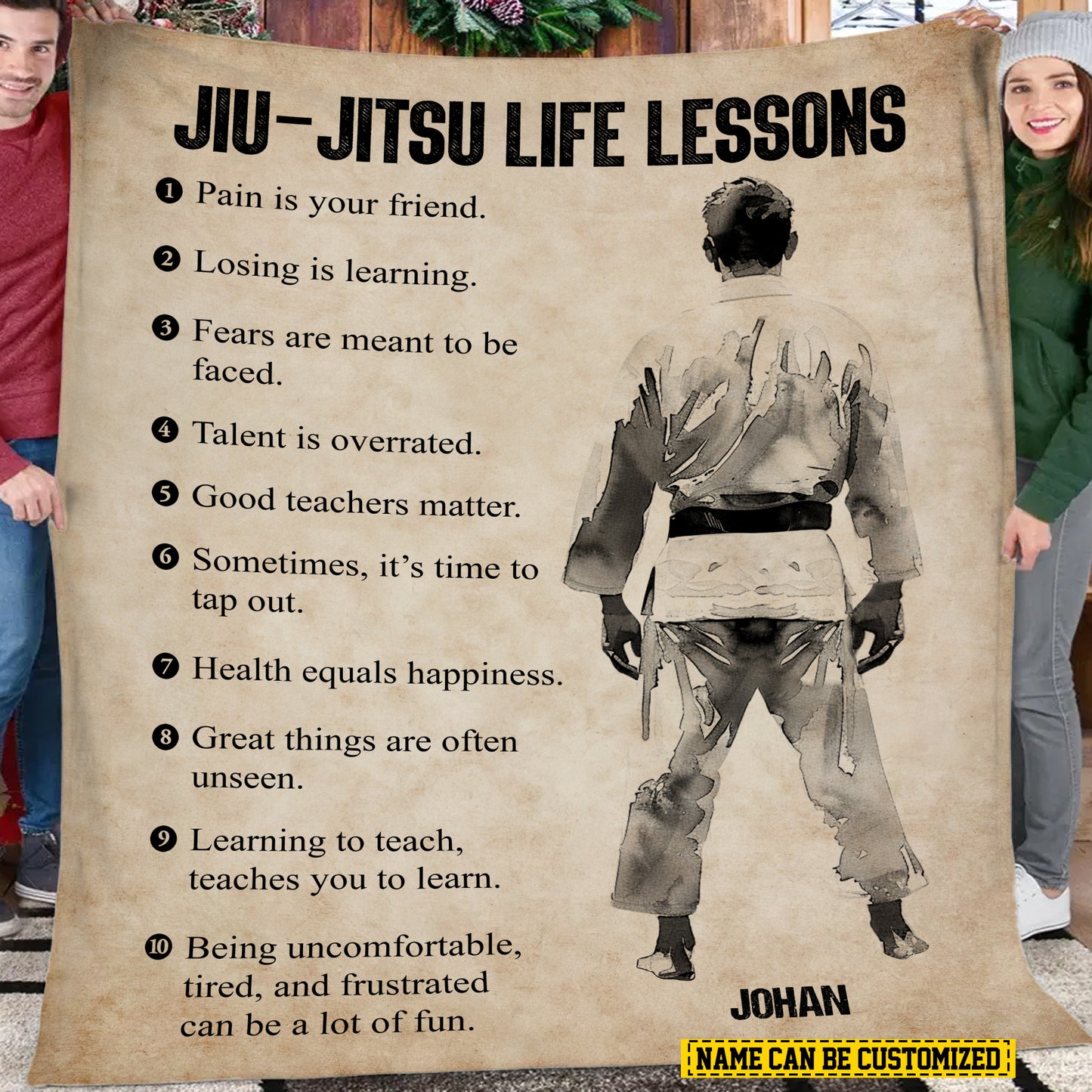 Personalized Jiu Jitsu Boy Life Lessons Fleece Blanket, Jiu Jitsu Woven Blanket, Cool Sherpa Blanket Gift For Jiu Jitsu Lovers