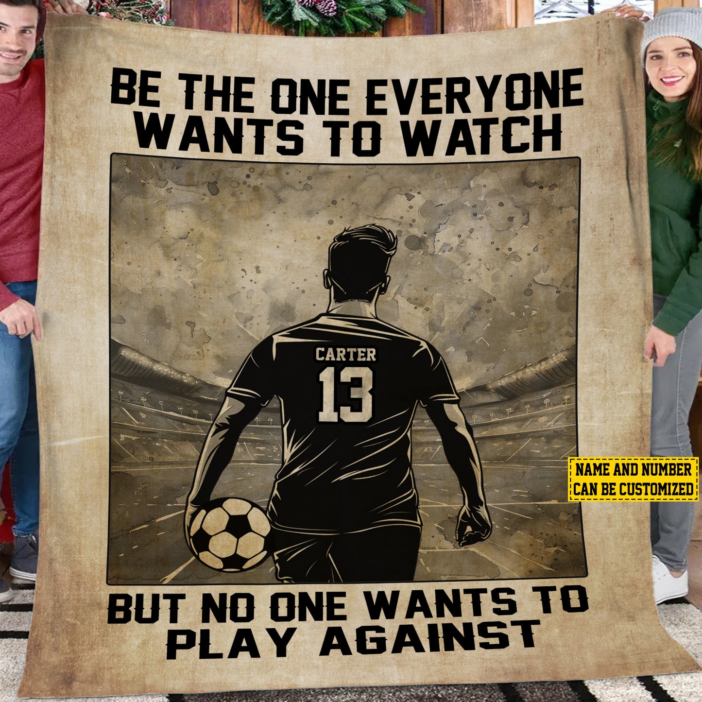 Personalized Soccer Boy Be The One Everyone Wants To Watch Fleece Blanket, Soccer Woven Blanket, Cool Sherpa Blanket Gift For Soccer Lovers